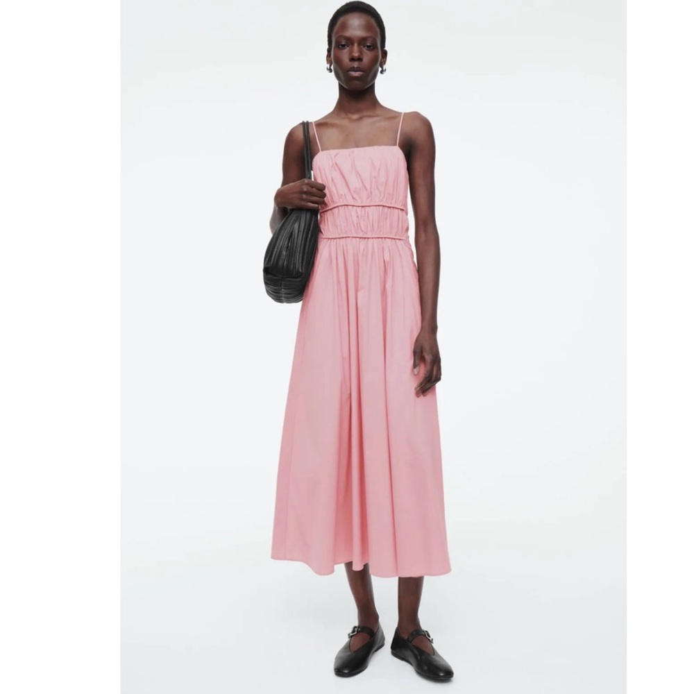 Spaghetti Strap Pink Midi Dress
